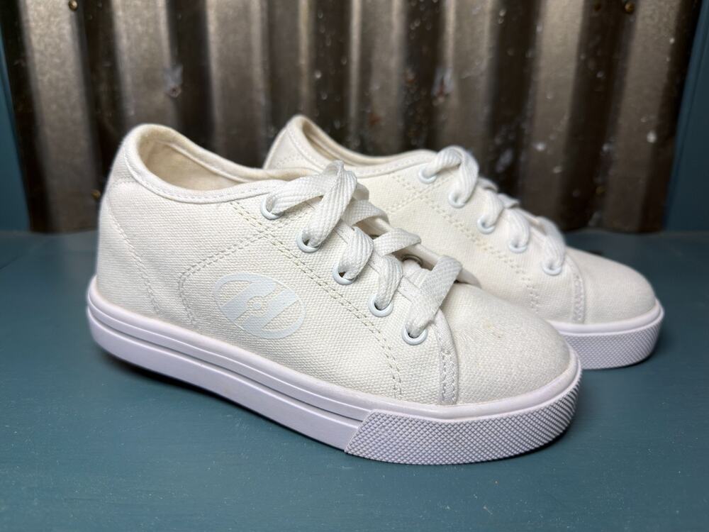 Heelys White Canvas Roller Skate Shoes Kids Size 13 HES10454 Wheels Sneakers